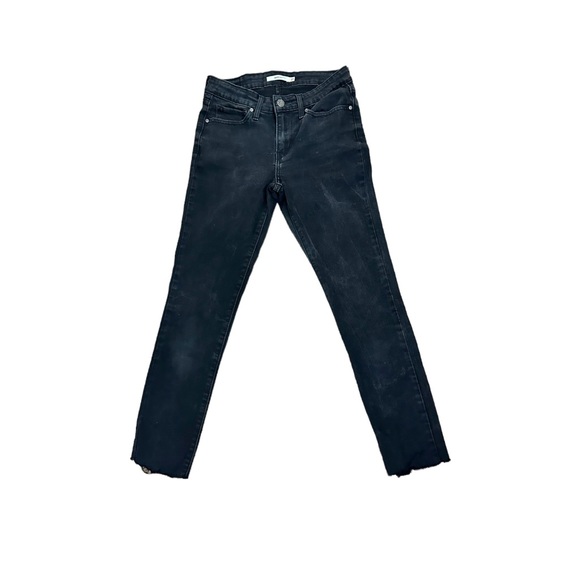 Levi’s 711 frayed hem aged jeans in a faded black 27x28 - Picture 1 of 7